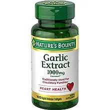 Nature's Bounty Garlic Extract 1000 mg Softgels for Cardiovascular Support,100 ea (Pack of 2)