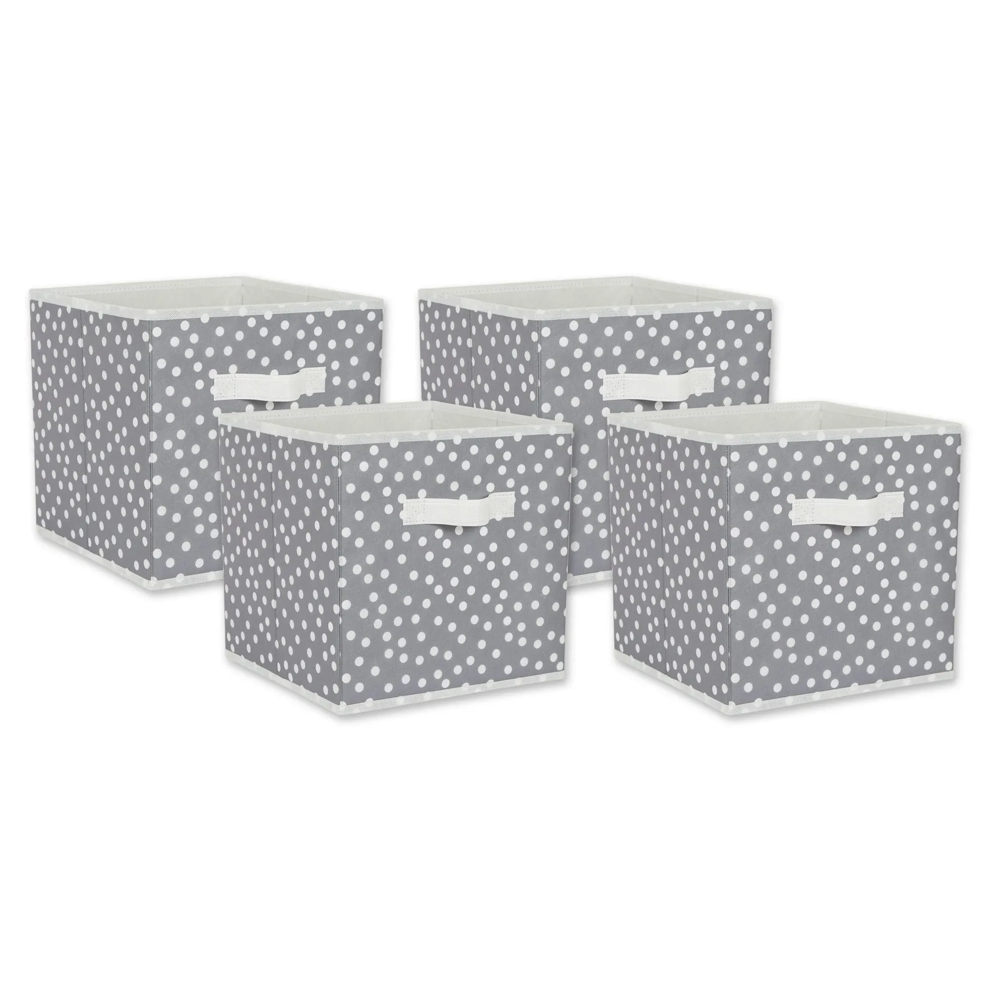 DII Nonwoven Polyester Cube Small Dots Gray and White Square 11x11x11 Set of 4