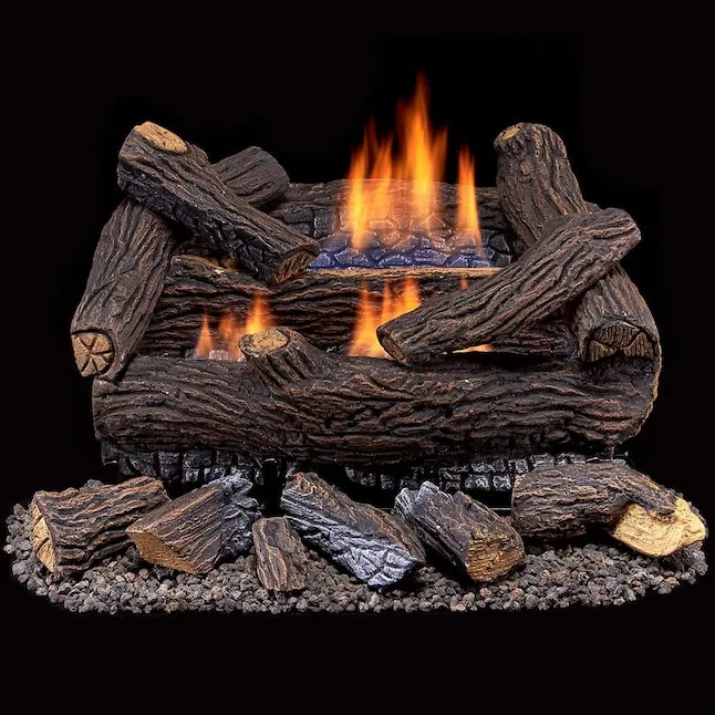 Vent-Free Dual-Fuel Stacked Log Set, 33,000 BTU, T-Stat Control