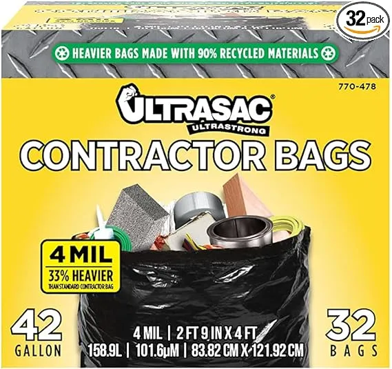 Contractor Trash Bag 42 Gal For Residential and Professional Use (32 Count)