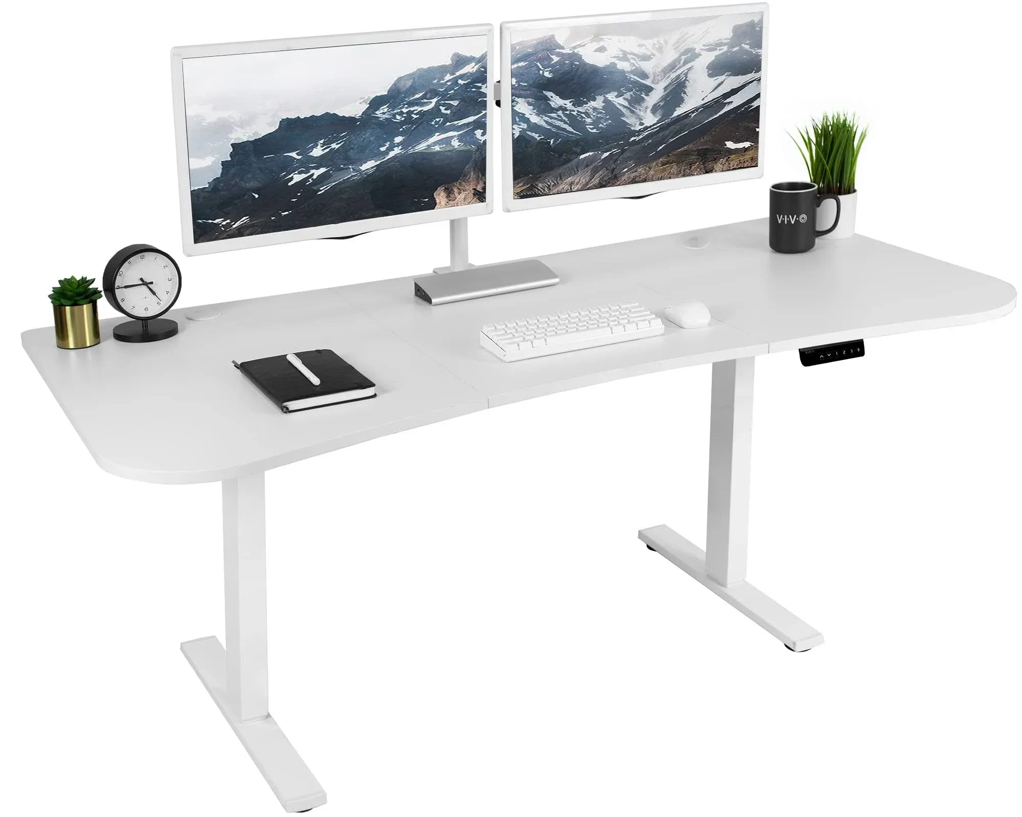 VIVO Electric 2-Motor 63 x 32 Standup Desk w/ Memory Controller, White Table Top, White Frame (DESK-KIT-E2W1W)