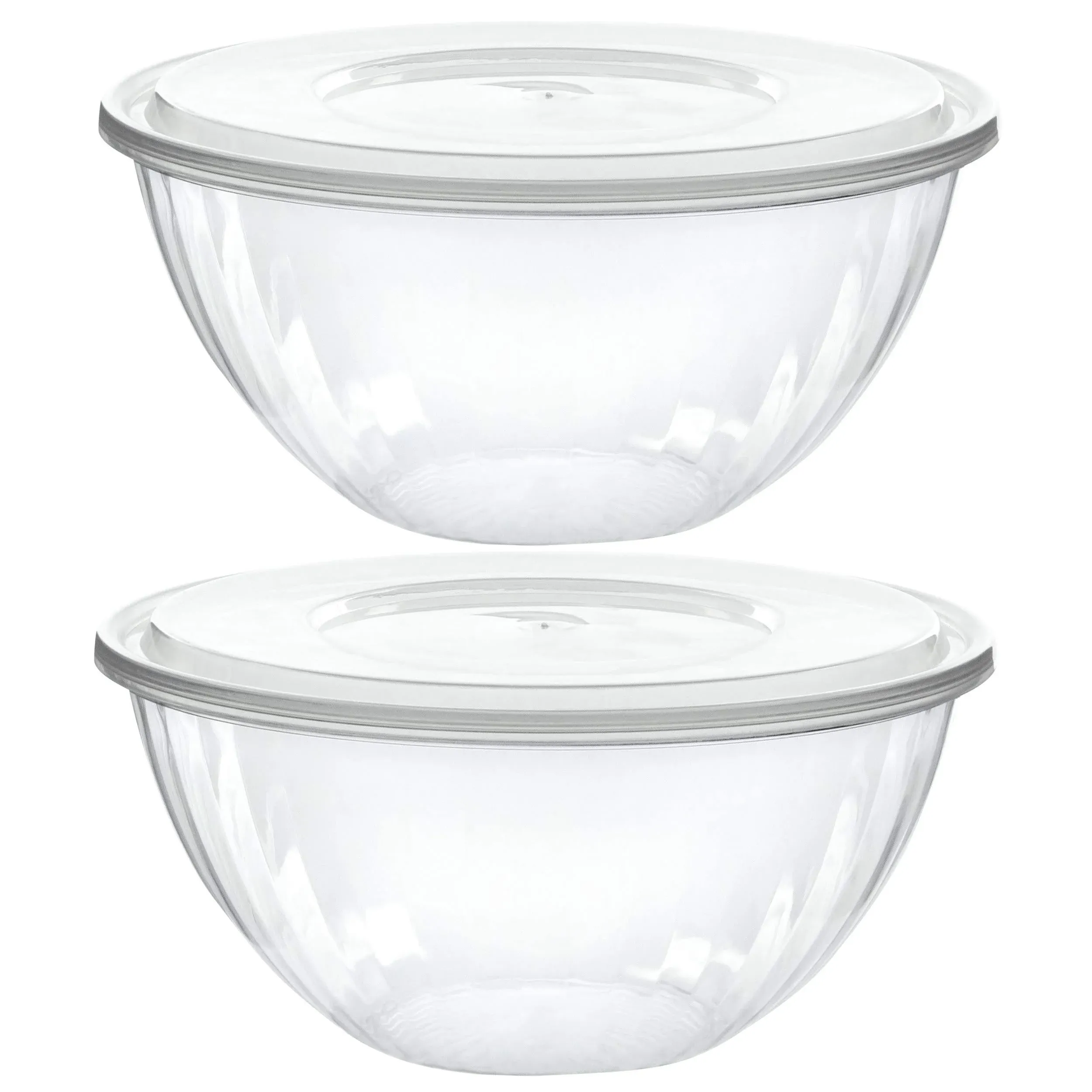 Plasticpro Disposable 48 Ounce Round Crystal Clear Plastic Serving Bowls with ...