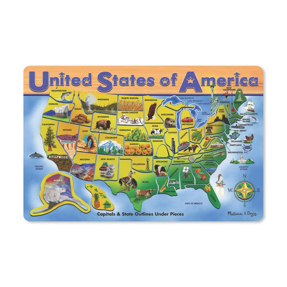 Melissa & Doug Wooden USA Map Puzzle