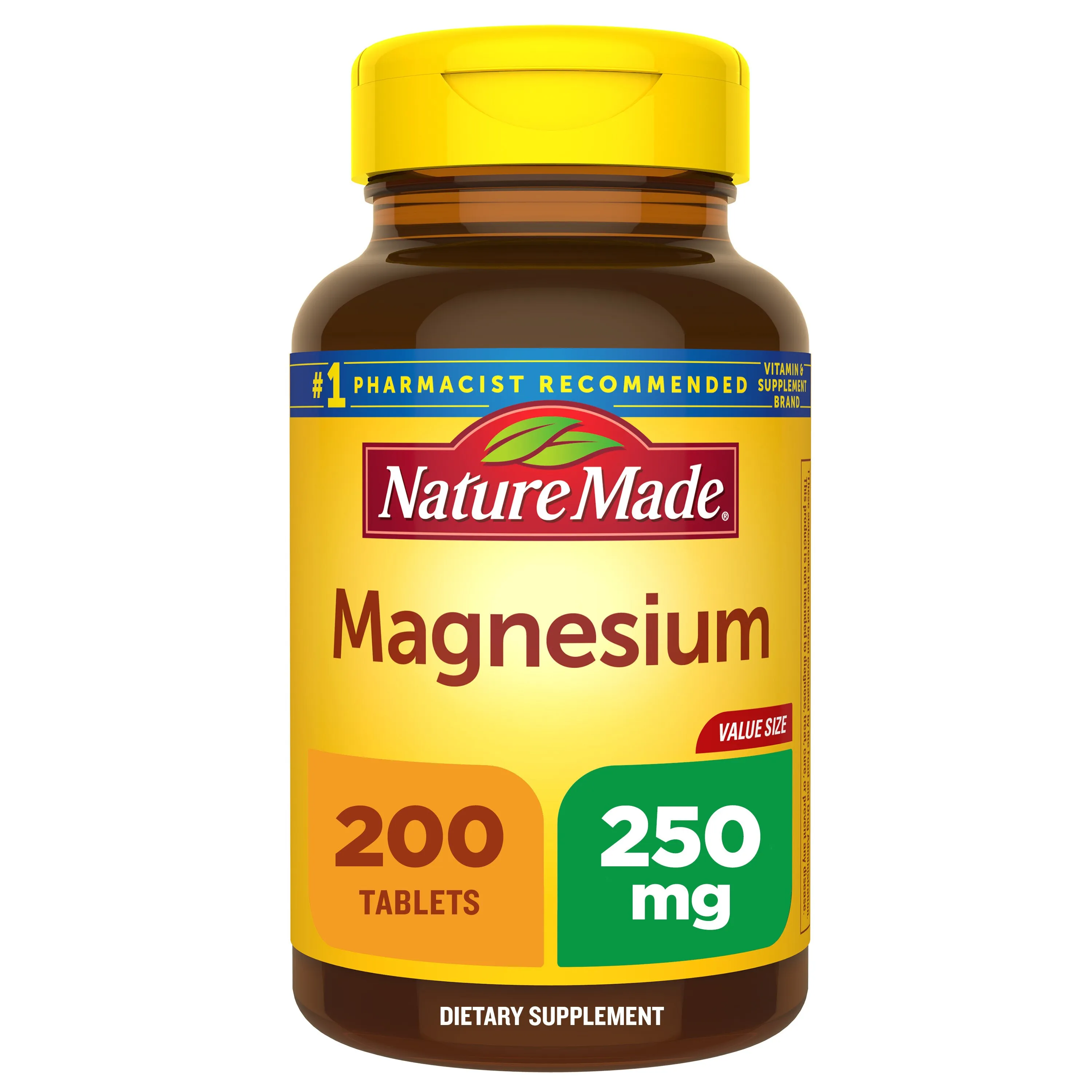 Nature Made Magnesium Oxide 250 mg, Magnesium Supplement for Muscle, Heart, Bone and Nerve Health Support, 200 Tablets, 200 Day Supply