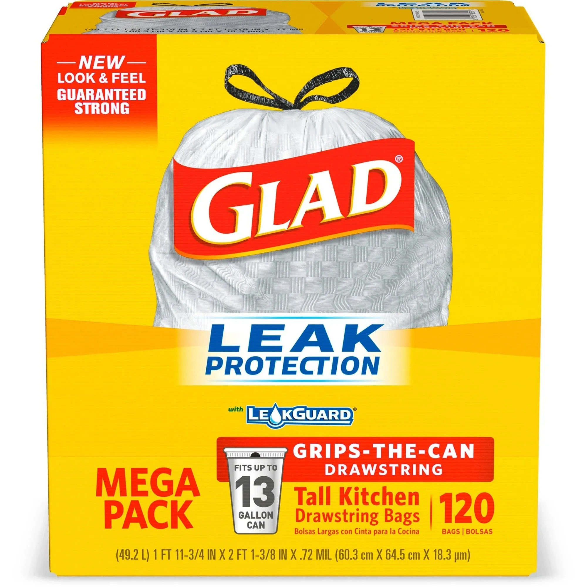 Clorox CLO78564 13 gal Glad Tall Kitchen with Drawstring Trash Bags