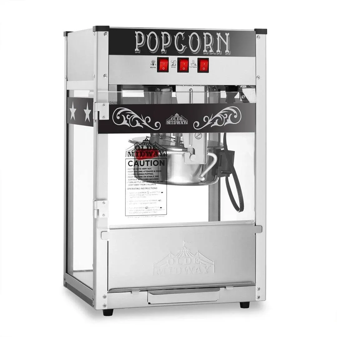 Olde Midway Commercial Popcorn Machine Maker Popper with 8-Ounce Kettle - Black