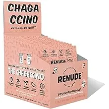 Renude Chagaccino - Wild-Foraged Chaga Mushroom Coffee - Adaptogen Energy Boost Powder - Natural Beauty & Immune Support - Vegan, Keto, Zero Calorie Mushroom Blend Powder (10 Servings)