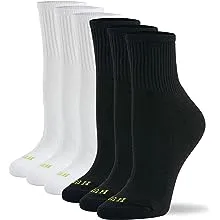 Hue Women's Mini Crew Sock, Black and White - 6 Pair Pack, One Size