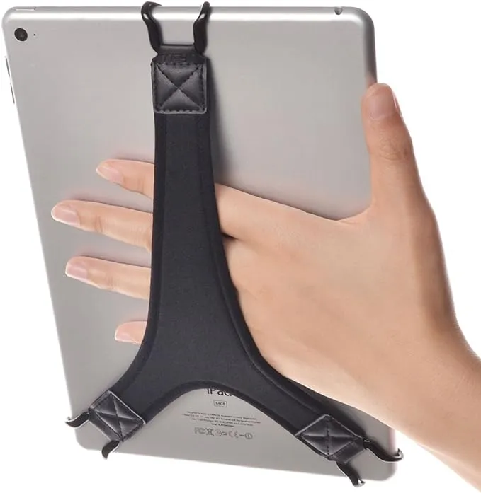 TFY Security Hand Strap Holder Finger Grip for Tablets -Compatible with iPad Air/iPad Pro 9.7Inch / Samsung Galaxy Tab 10.1Inch / Tab 4 10.1Inch / Tab Pro 10.1Inch / Tab S 10.5 (Black)