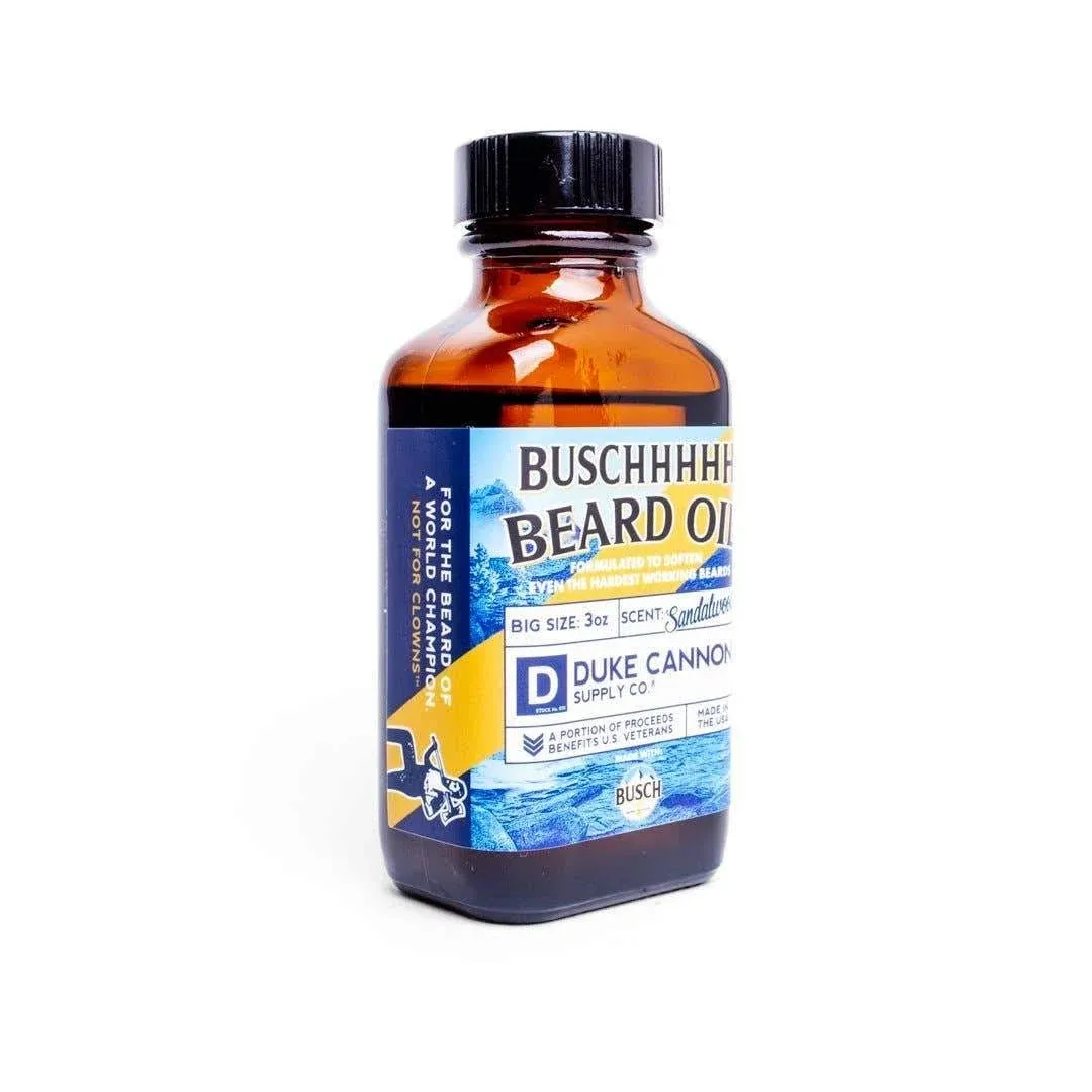 Duke Cannon Supply Co. Busch Beard Oil, 3oz, Sandalwood Scent - Softening, Conditioning Beard Oil Made With Busch Beer