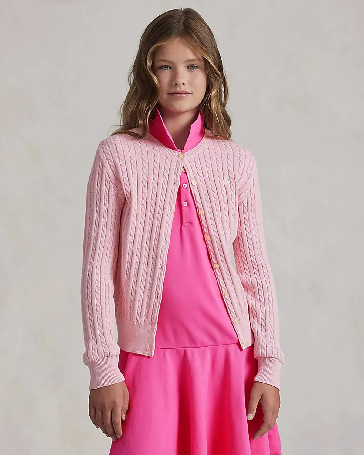 Polo Ralph Lauren Big Girls Cable-Knit Cotton Cardigan - Hint of Pink