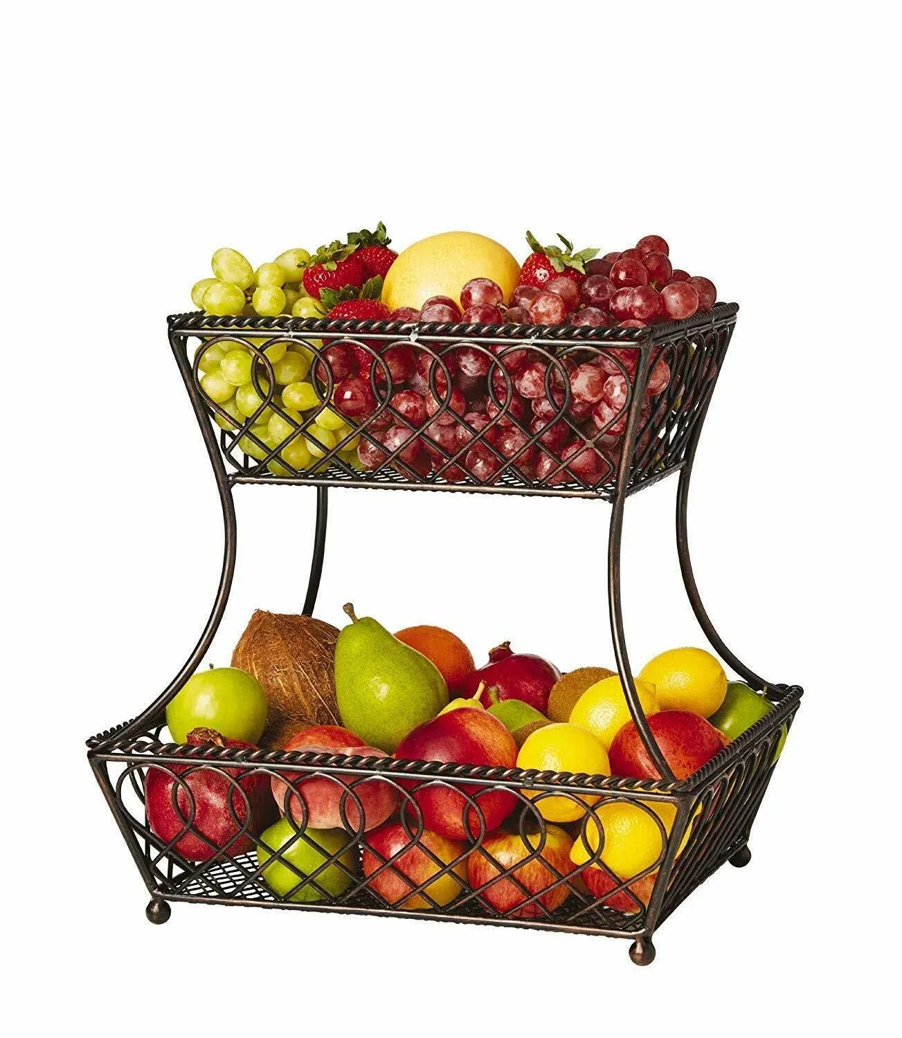 Gourmet Basics by Mikasa Loop and Lattice 2-Tier Basket