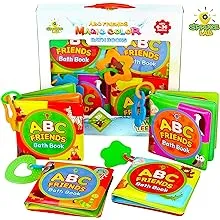 Spruce Lab ABC Friends Magic Color Bath Books - 4 Bath Book Set - Educational Baby Bath Toys - Magic Appearing Animals in Water - Teething Toys for Babies - Boy/Girl Baby Bathtub Books Baby Shower Toy