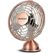 HOLMES 4" Mini Heritage Desk Fan, USB-Powered, Single Speed, 4 Blades, Adjustable 100° Head Tilt, Metal Construction, Ideal for Home, Dorm Rooms, Bedrooms, Office or Travel, Vintage Matte Black