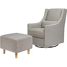 Babyletto Toco Swivel Glider and Ottoman - Performance Grey Eco-Weave