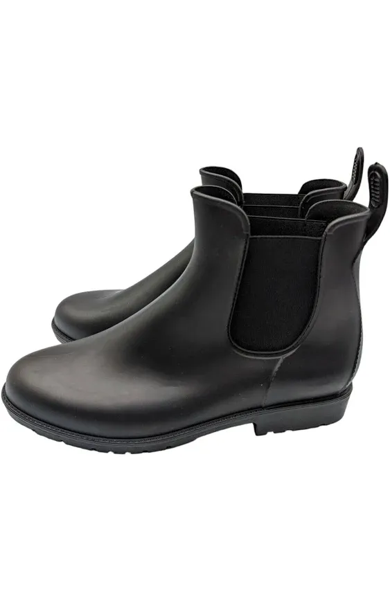 Asgard Women's Black Ankle Rain Boots Waterproof Chelsea Boots Size