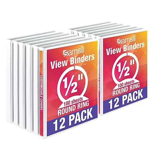 Samsill Economy 2 Inch 3 Ring Binder, Made in the USA, Round Ring Binder, Customizable Clear View Cover, Black, 4 Pack (MP48560)