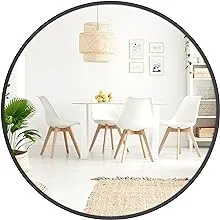 Barnyard Designs 30 inch Black Round Mirror, Bathroom Vanity Wall Mirrors, Circle Mirror for Desk, Metal Framed Bedroom Mirror