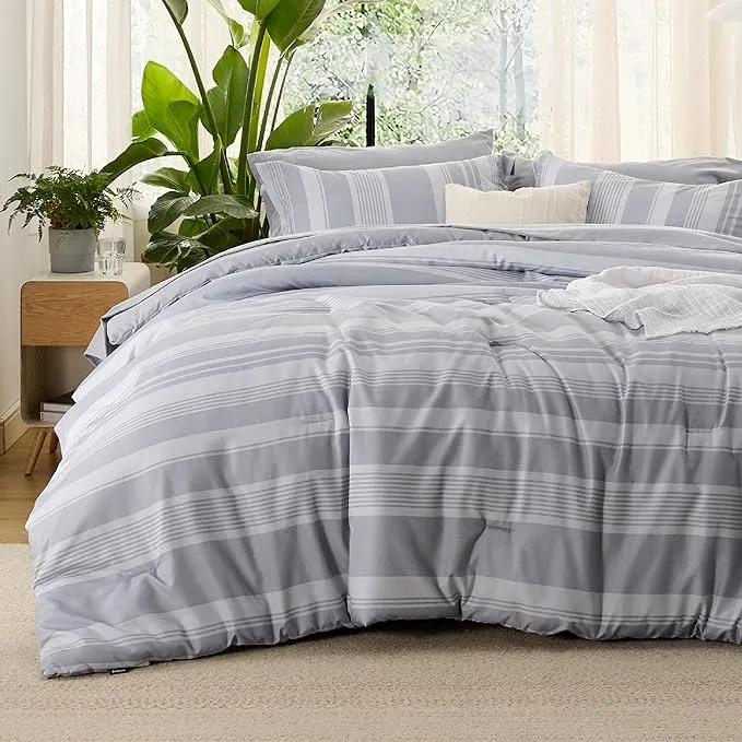 Bedsure Bedding Sets Full, Grey Full Size Comforter Sets with Neutral Rustic ...