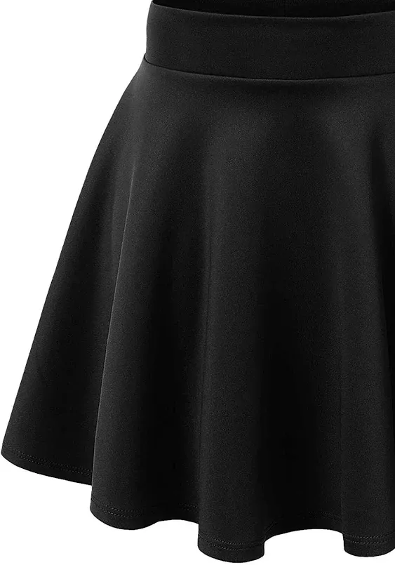 Made By Johnny Women&#039;s Basic Versatile Stretchy Flared Casual Mini Skater Skirt 