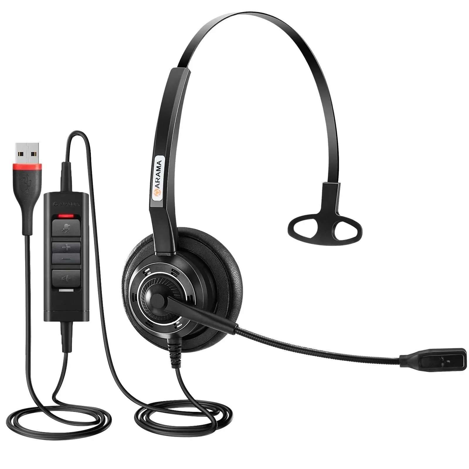 Arama USB Headset with Microphone Noise-Cancelling, Comfort Fit Computer Headset ...