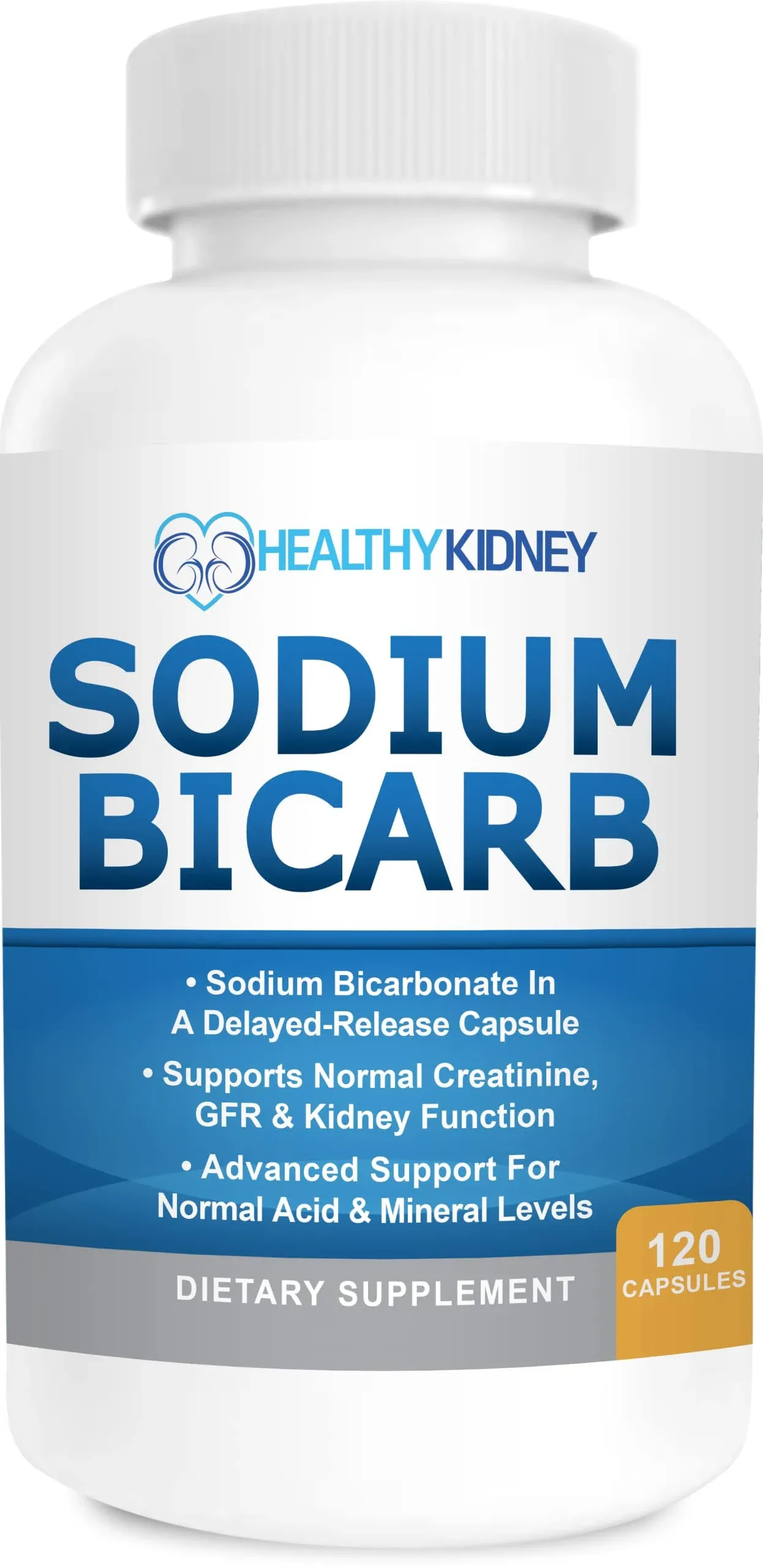 Sodium Bicarbonate 650mg Capsules Delayed Release for Supporting Normal Kidney Function & Kidney Health Supplement. Sodium Bicarbonate Designed for