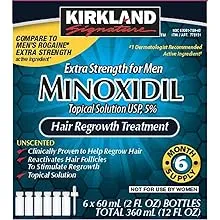 6 Months Kirkland Minoxidil 5% Extra Strength Hair Loss Regrowth Treatment Men, 12 Fl Oz (Pack of 6)