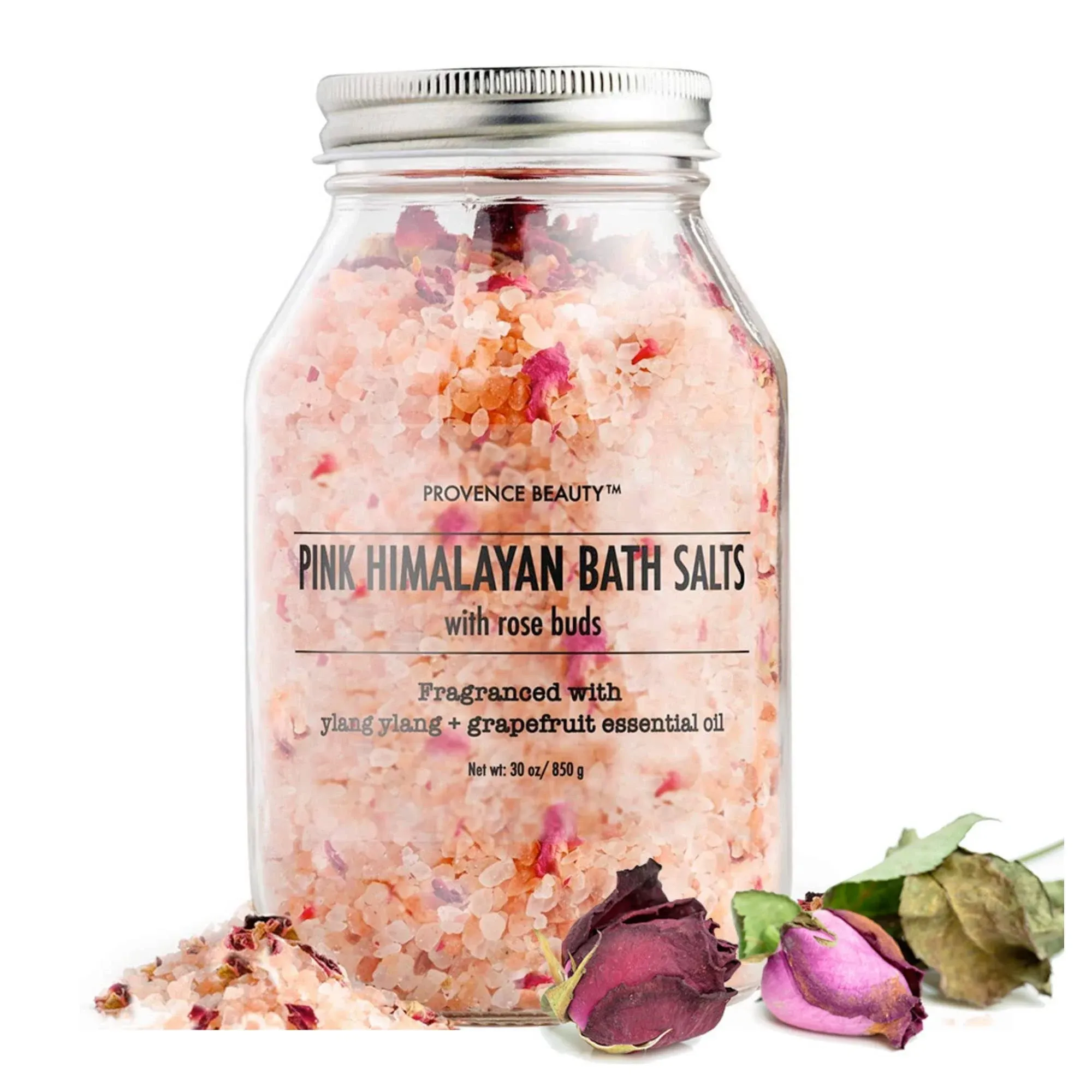 Provence Beauty Pink Himalayan Bath Salt with Rose Petals