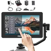 Feelworld F6 Plus +Battery + Charger +Carrying Case 5.5 Inch 3D LUT Touch Screen Field Monitor IPS FHD 1920x1080 Support 4K with Tilt Arm for DSLR Mirrorless Camera