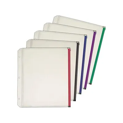 Cardinal Zipper Polypropylene/PP Binder Pockets, Assorted, 5/Pack (CRD 14650) | Quill