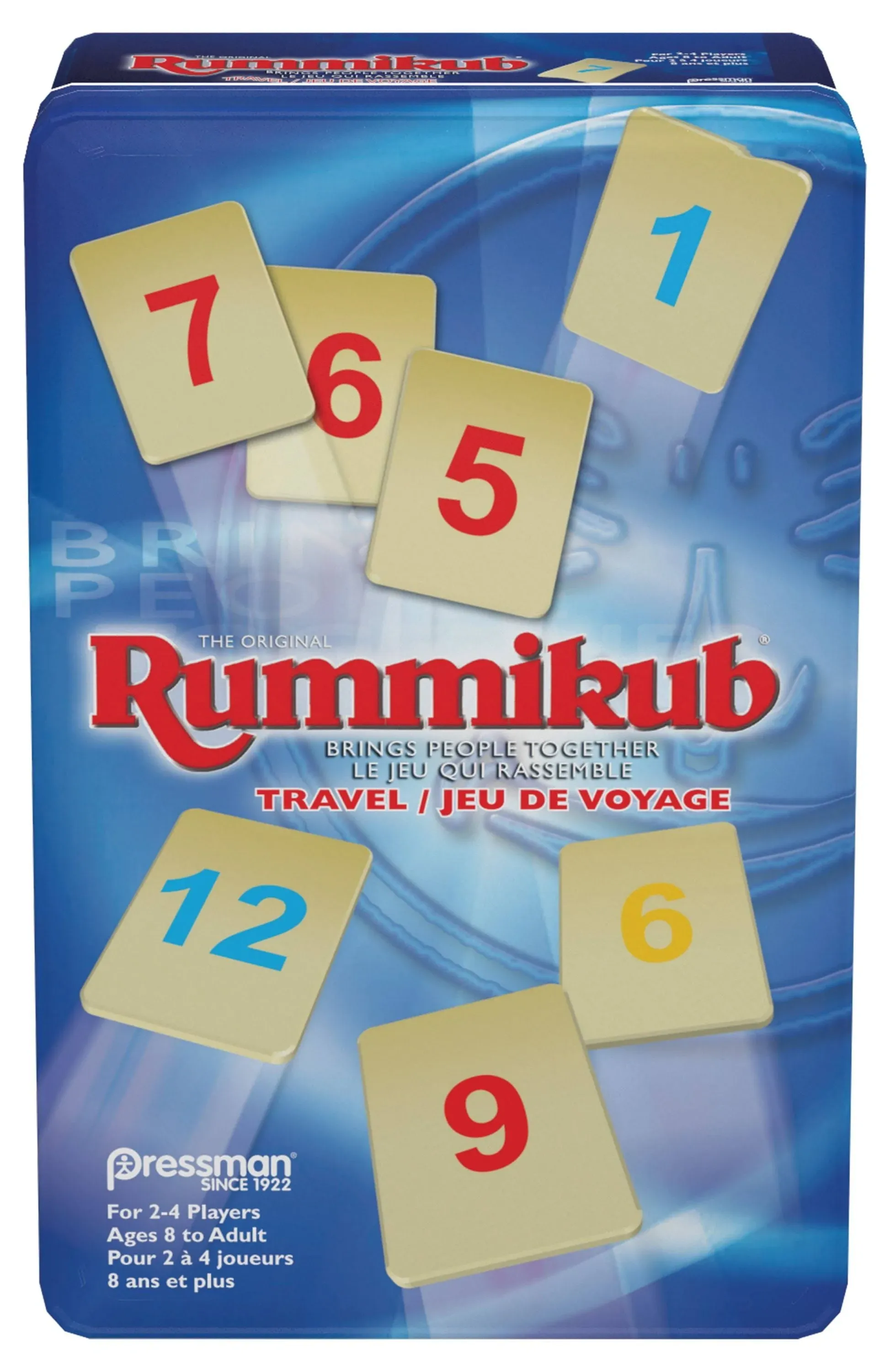 Rummikub in Travel Tin - The Original Rummy Tile Game by Pressman, Blue (B07GLGBW9X)