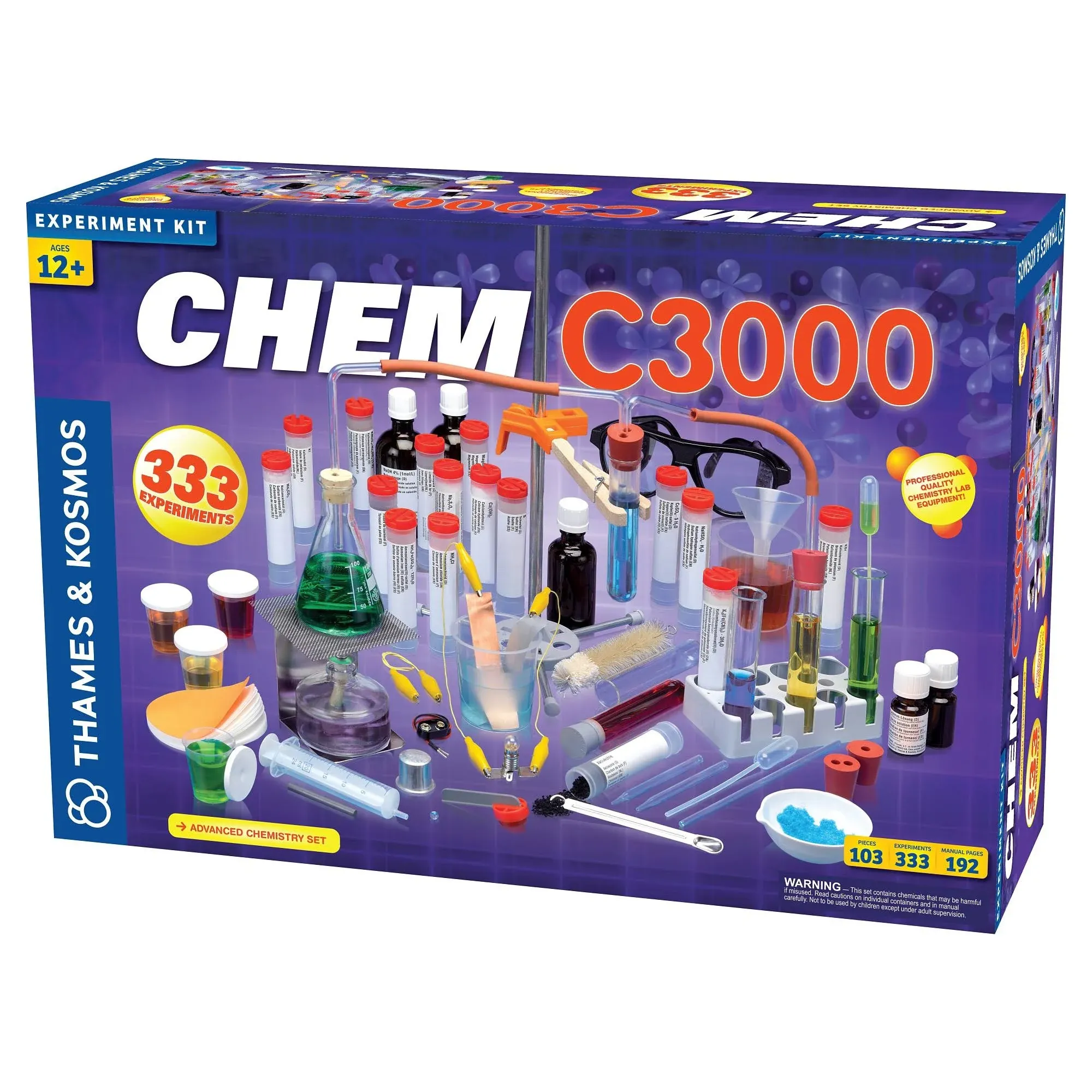 Thames & Kosmos Chem C3000 (V 2.0) Chemistry Set | Science Kit with 333 Experiments & 192 Page Lab Manual, Student Laboratory Quality Instruments & Chemicals, Multi, 21.3" Large x 7.2" W x 14.6" H (640132)