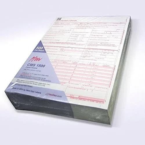 NextDayLabels - CMS 1500 / Hcfa 1500 Insurance Claim Forms - Laser/Ink-Jet Compatible (New Version 02/12) Letter Size 8-12" x 11" 500 Sheets per Ream