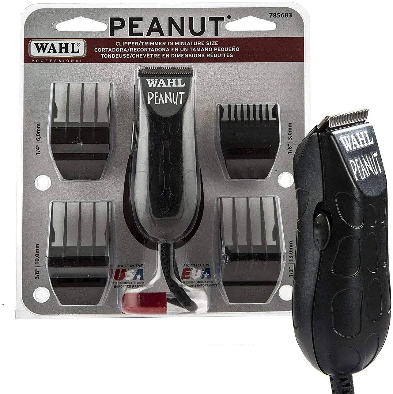 Wahl Professional - Peanut - Professional Beard Trimmer and Hair Clipper Kit - Adjustable Hair Cutting Tool with 4 Guide Combs - Black