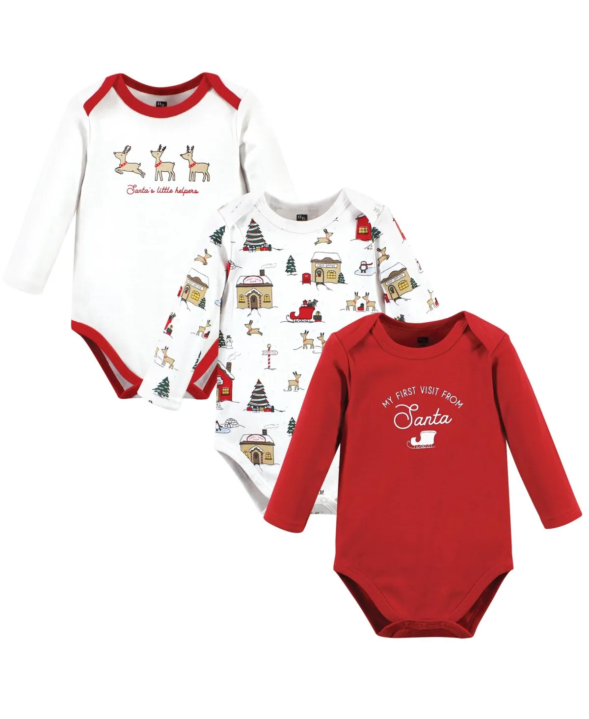 Hudson Baby unisex Baby Cotton Long-Sleeve Bodysuits, North Pole