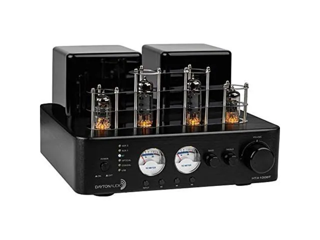 Dayton Audio HTA100BT Hybrid Stereo Tube Amplifier with Bluetooth USB Aux Phono in Sub Out 100W