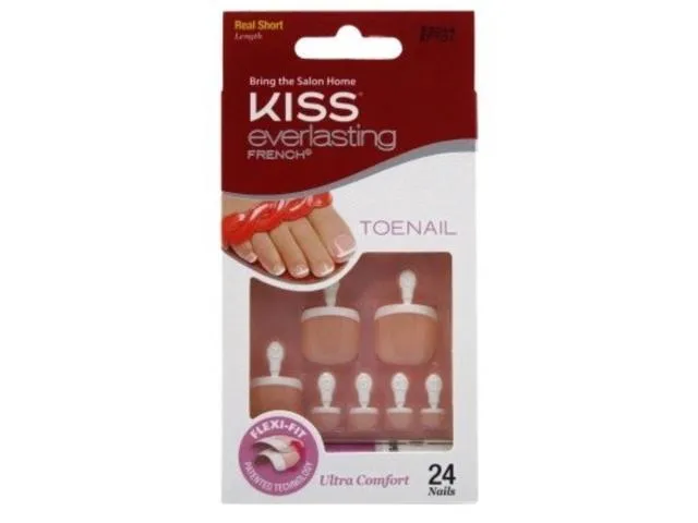 Kiss Everlasting French Toenail Kit Real Short 24 Nail (6 Pack)