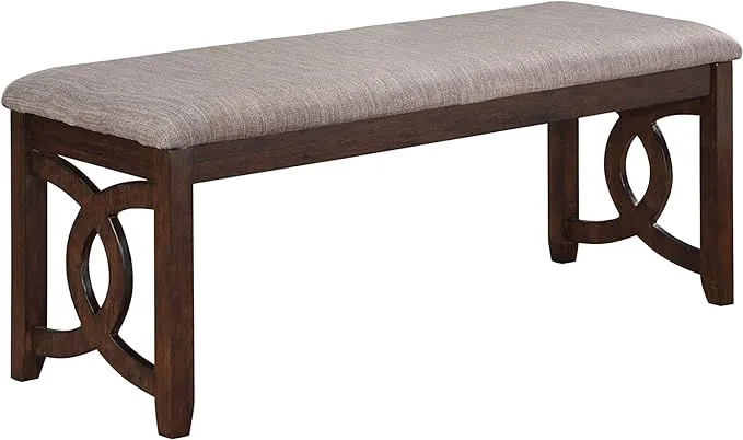 New Classic Furniture Gia 46" Solid Wood and Faux Leather Bench in Brown