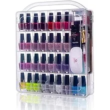 Makartt Gel Nail Polish Organizer Holder for 60 Bottles with Large Separate Compartment Universal Clear Nail Storage Travel Case Space Saver for Manicure Tools Nails Supply Displayer N-03