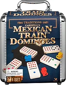 Classic Games Mexican Train Dominoes in Carry Case - Cardinal