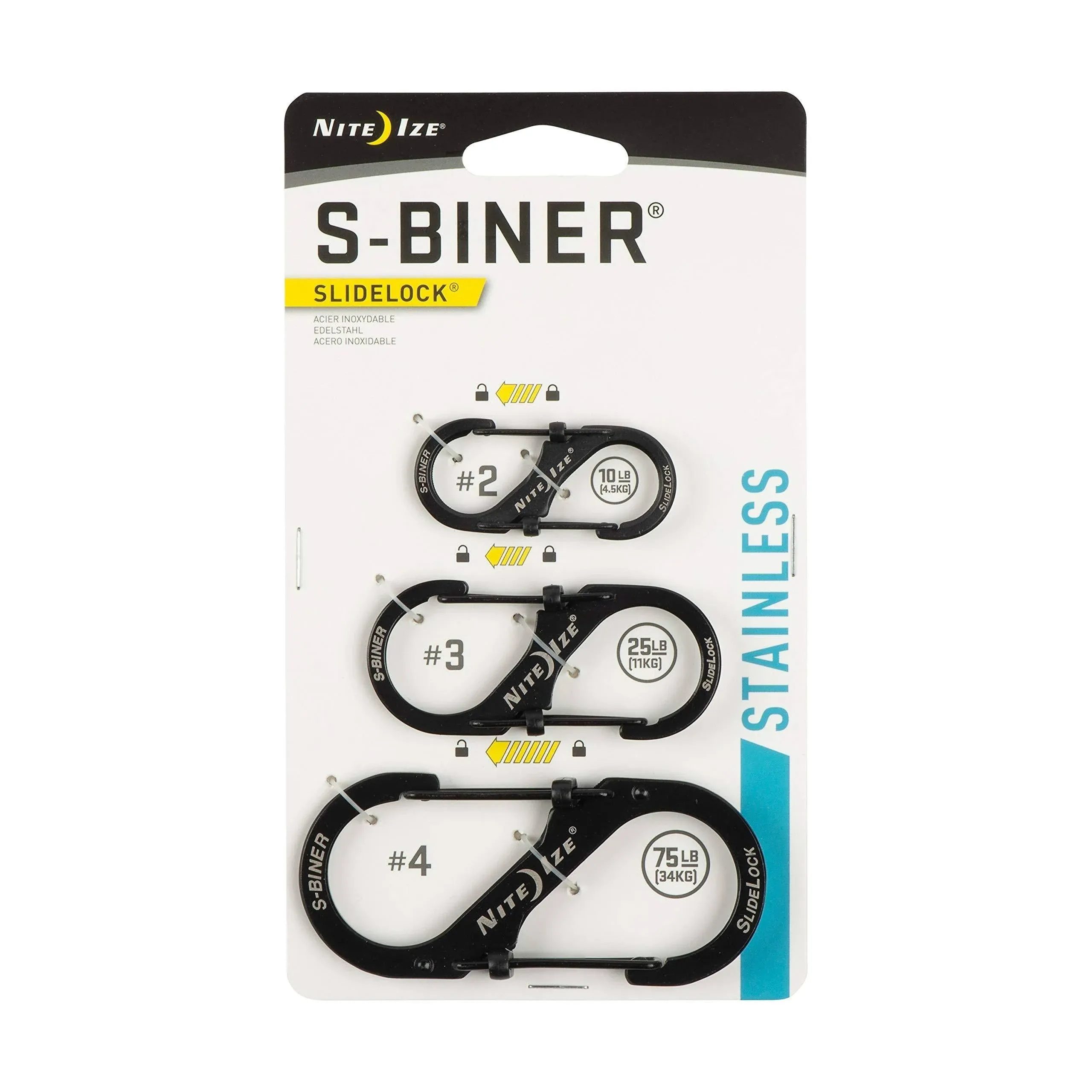 Nite Ize New S-Biner Slidelock 3 Pack LSBC-01-R6