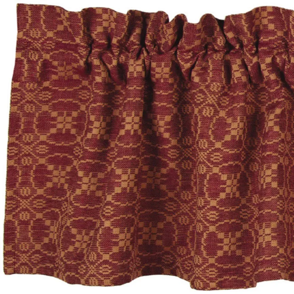 Marshfield Jacquard Barn Red Valance - 72x15.5