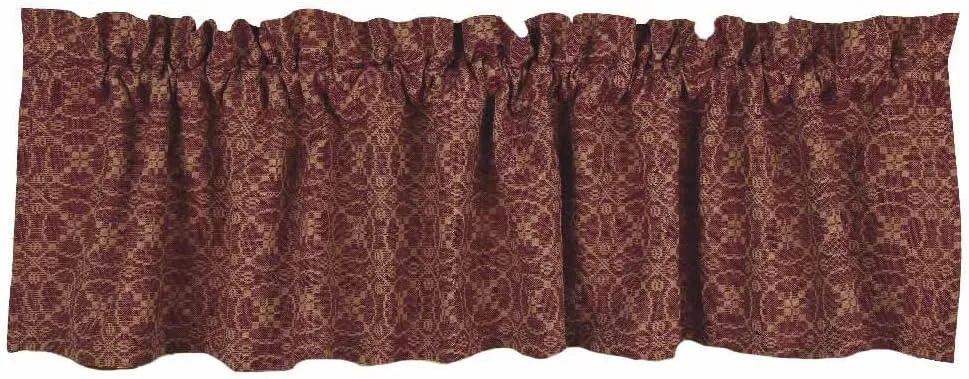 Marshfield Jacquard Barn Red Valance - 72x15.5