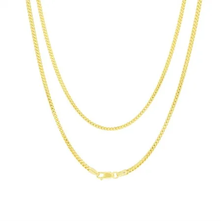 Nuragold 14k Yellow Gold 2.5mm Franco Wheat Spiga Foxtail Chain Pendant Necklace Mens Jewelry Lobster Clasp 16 18 20 22 24 26 28 30