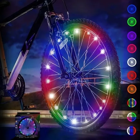 Activ Life Bike Lights, Color-Changing, 1-Tire Pack LED Bicycle Christmas Lights for Wheels with Batteries Included, Best Mountain Bike Accessories for Adults & Kids, IdeasActiv Life Bike Lights, Color-Changing, 1-Tire Pack LED B…