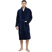 U2SKIIN Mens Fleece Robe Plush Collar Shawl Bathrobe