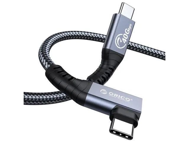 ORICO Cable Compatible with Thunderbolt 4 Right Angle 2.62FT, 40Gbps USB C to USB C Cable with 100W Charging/Display 8K@ 60Hz for MacBooks, iPad Pro, Thunderbolt 4/3 Hub and USB-C Device