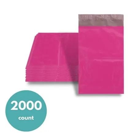 SSBM 2000 Pcs 6 x 9 Pink Poly Mailer 2 Mil Self-Seal Shipping Bag for Clothing Envelopes Packaging Mailing Bags