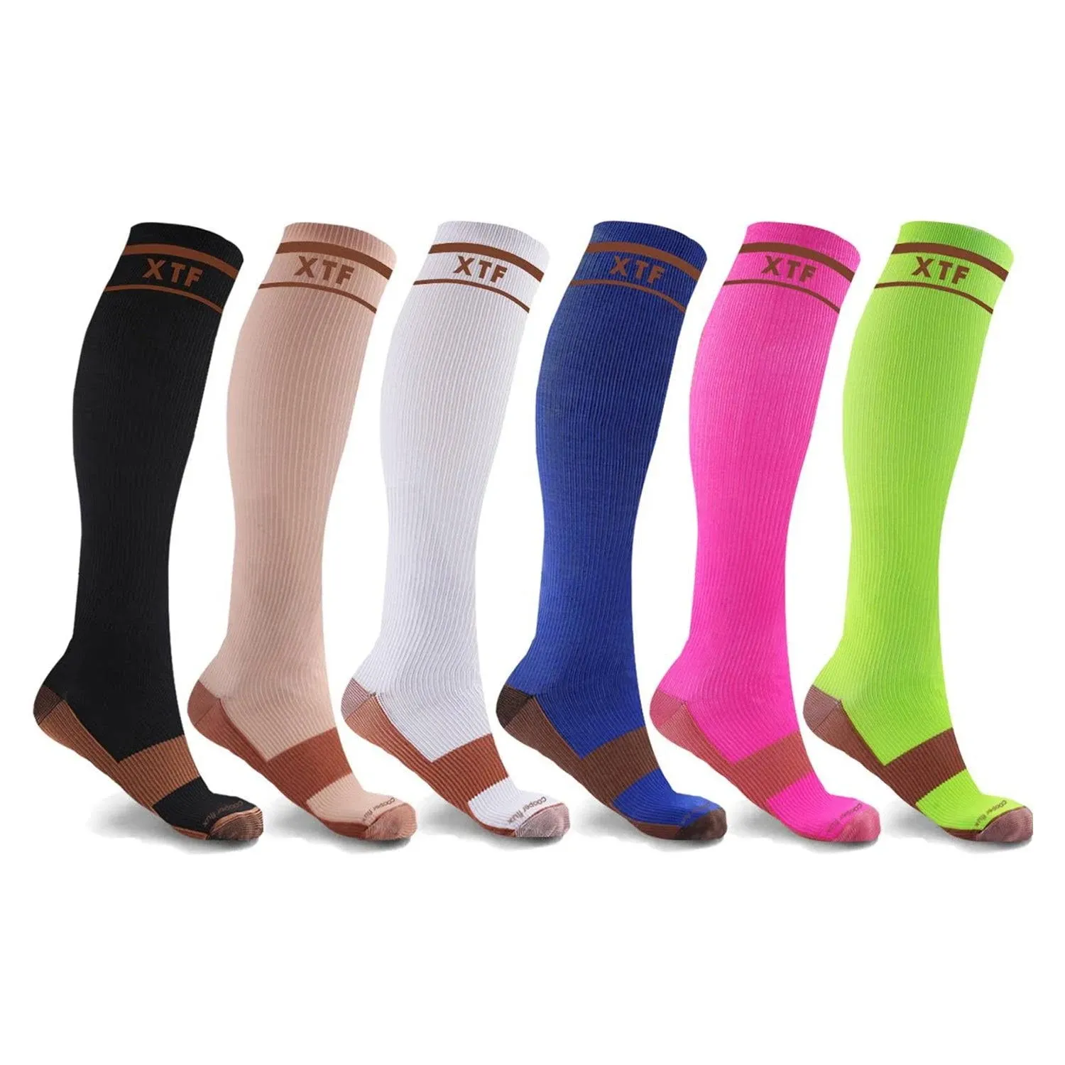 Everyday Wear 15-20mmHg Copper-Infused Knee-High Compression Socks (6-Pairs)