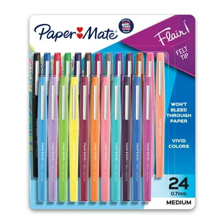 Paper Mate Point Guard Flair Felt Tip Porous Point Pen Stick Medium 0.7 mm Assorted Tropical